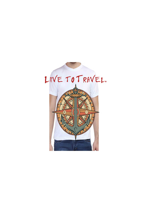 Wanderlust Travel Travel LIVE TO TRAVEL, TRAVEL TO LIVE Custom Printed Graphic Design T-Shirt for Men